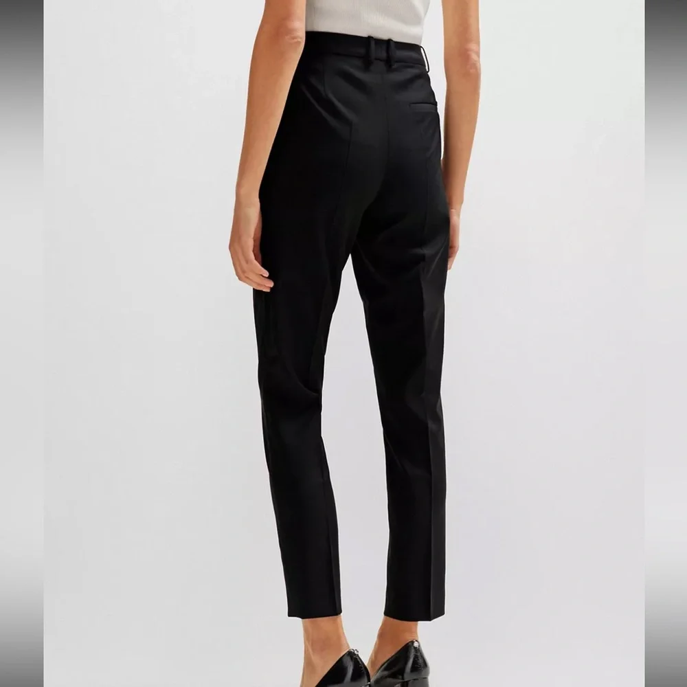 Hugo Boss Tiluna Wool Cropped Sleek Black Trousers Size 6 - Picture 2 of 15